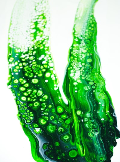 green water splash on white background